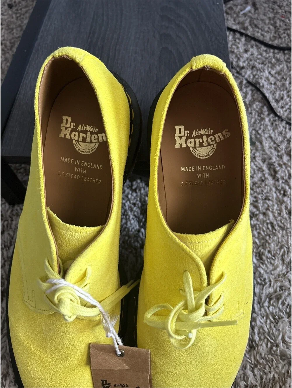 Dr Martens 1461 Made in England Buck Suede Oxford Shoe Yellow Men's US Size 8
